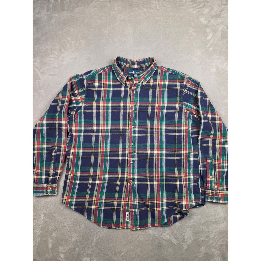 Ralph Lauren Flannel Button Down Shirt Mens XXL Plaid Classic Mountain Equipment